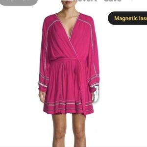 New Free People Delilah Embroidered Wrap Dress M
